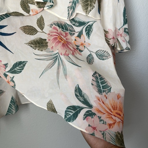 Guess‎ Maritza Floral Tropical Print Asymmetrical Hem Ruffle Skirt sz Medium - Picture 6 of 9